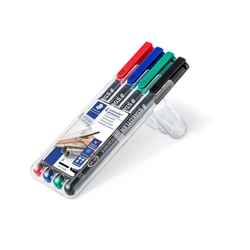 Staedtler® Feinschreiber Universalstift Lumocolor permanent, B, STAEDTLER Box mit 4 Farben