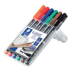 Staedtler® Feinschreiber Universalstift Lumocolor permanent, B, STAEDTLER Box mit 6 Farben