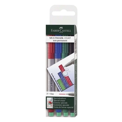 Faber-Castell CD-Marker MULTIMARK, wasserlöslich, Strichstärke: ca. 0,6 mm, 4 Farben, Etui