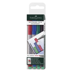 Faber-Castell CD-Marker MULTIMARK, wasserlöslich, Strichstärke: ca. 1 mm, 4 Farben, Etui