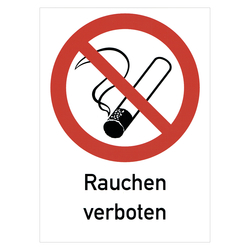 Verbotsschild Rauchen verboten Kombischild Folie 210 x 297 mm Einzeletikett