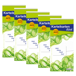 5er Pack Karteikartenblock mit je 120 Karteikarten DIN A7 liniert weiß