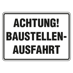 Schild "Achtung! Baustellenausfahrt" Aluminium 350 x 250 mm