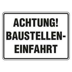 Schild "Achtung! Baustelleneinfahrt" Aluminium 350 x 250 mm