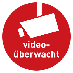 Hinweisschild "Video überwacht" Folie vorderseitig klebend Ø 50 mm