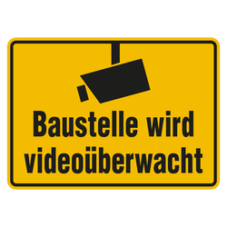 Hinweisschild "Baustelle wird videoüberwacht" Aluminium 350 x 250 mm