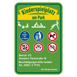 Grundstücksschild "Kinderspielplatz individuell" mit Wunschtext