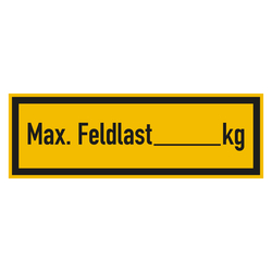 Regalbelastungsschild "Max. Feldlast ... kg" Folie 150 x 50 mm