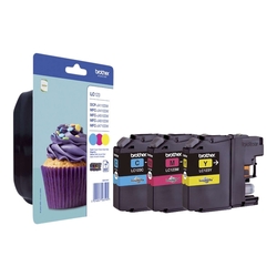 Brother® Inkjet-Druckpatronen cyan, magenta, yellow, 3 x 600 Seiten, LC123RBWBPDR