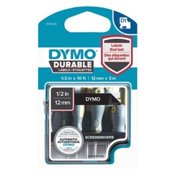 Dymo® Schriftband D1 - Vinylband, 12 mm x 3 m, weiß auf schwarz