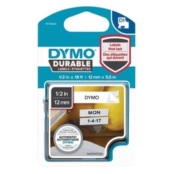 Dymo® Schriftband D1 - Vinylband, 12 mm x 5,5 m, schwarz auf weiß