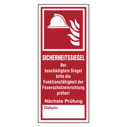 Brandschutzzeichen Sicherheitssiegel für Feuerschutzeinrichtungen Dokumentenfolie 30 x 70 mm 5 Stück/Bogen