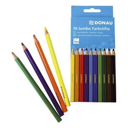 DONAU Farbstifte Jumbo - dreikant, 5 mm, 10 Farben, Kartonetui