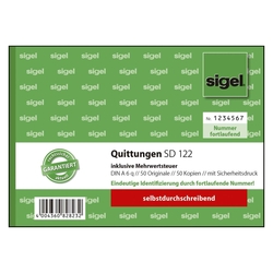 Sigel® Quittung inkl. MwSt. mit Sicherheitsdruck - A6 quer, SD