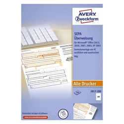 Avery Zweckform® 2817-200 Sepa-Überweisung - A4, ohne Software, 200 Blatt