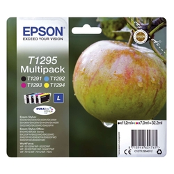 Epson Inkjet-Druckerpatronen schwarz, cyan, magenta, yellow, 1x580, 3x470 Seiten , C13T12954012