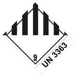 Gefahrzettel, Gefahrgutaufkleber Klasse 9 Verschiedene gefährliche Stoffe und Gegenstände mit UN 3363, in verschiedenen Größen