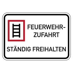 Feuerwehrzeichen Feuerwehrzufahrt ständig freihalten Aluminium 2 mm 500 x 350 mm Einzelschild