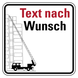 Feuerwehrzufahrt Schild mit Wunschtext Aluminium 2 mm 500 x 500 mm Einzelschild