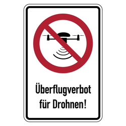 Verbotsschild Überflugverbot für Drohnen Kombischild Aluminium geprägt 200 x 300 mm Einzelschild