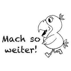 Belobigungsstempel Lehrer Holz "Mach so weiter!" Vogel, 37 x 24 mm