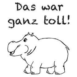 Belobigungsstempel Lehrer Holz "Das war ganz toll!" Nilpferd, 25 x 30 mm