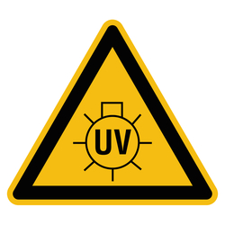 Warnzeichen "Warnung vor UV-Strahlung" praxisbewährt Folie selbstklebend SL 200 mm