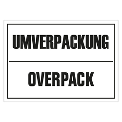 Verpackungskennzeichen Umverpackung, Overpack, Weiß, Haftpapier, 140 x 100 mm, 100 Stück/Rolle