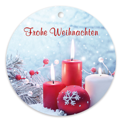 25er Pack Geschenkanhänger "Frohe Weihnachten" Kerzen ca. Ø 95 mm