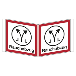 Feuerwehrzeichen Winkelschild Rauchabzug DIN 4066 Kunststoff 200 x 200 mm Einzelschild