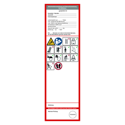 Grundplakette weiß "Sicherheitskennzeichnung und Gebrauchsanweisung für Stehleitern" nach DIN EN 131, Folie 65 x 225 mm