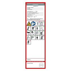 Grundplakette weiß "Sicherheitskennzeichnung und Gebrauchsanweisung für Schiebeleitern" nach DIN EN 131 Folie 65 x 225 mm