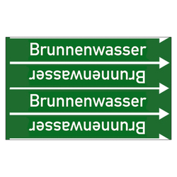 Rohrleitungskennzeichen Brunnenwasser für Rohrleitungen ab Ø 10 mm (3/8 Zoll), Folie selbstklebend 90 mm x 33 m auf Rolle