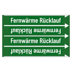 Rohrleitungskennzeichen Fernwärme Rücklauf für Rohrleitungen ab Ø 10 mm (3/8 Zoll), Folie selbstklebend 90 mm x 33 m auf Rolle