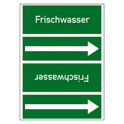 Rohrleitungskennzeichen Frischwasser für Rohrleitungen ab Ø 50 mm (2 Zoll), Folie selbstklebend 90 mm x 33 m auf Rolle