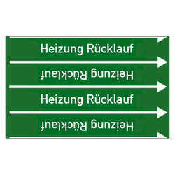 Rohrleitungskennzeichen Heizung Rücklauf für Rohrleitungen ab Ø 10 mm (3/8 Zoll), Folie selbstklebend 90 mm x 33 m auf Rolle