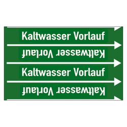 Rohrleitungskennzeichen Kaltwasser Vorlauf für Rohrleitungen ab Ø 10 mm (3/8 Zoll), Folie selbstklebend 90 mm x 33 m auf Rolle