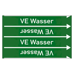 Rohrleitungskennzeichen VE Wasser für Rohrleitungen ab Ø 10 mm (3/8 Zoll), Folie selbstklebend 90 mm x 33 m auf Rolle