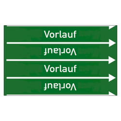 Rohrleitungskennzeichen Vorlauf für Rohrleitungen ab Ø 10 mm (3/8 Zoll), Folie selbstklebend 90 mm x 33 m auf Rolle
