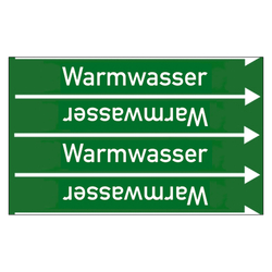 Rohrleitungskennzeichen Warmwasser für Rohrleitungen ab Ø 10 mm (3/8 Zoll), Folie selbstklebend 90 mm x 33 m auf Rolle