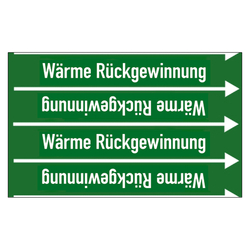 Rohrleitungskennzeichen Wärme Rückgewinnung für Rohrleitungen ab Ø 10 mm (3/8 Zoll), Folie selbstklebend 90 mm x 33 m auf Rolle