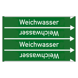 Rohrleitungskennzeichen Weichwasser für Rohrleitungen ab Ø 10 mm (3/8 Zoll), Folie selbstklebend 90 mm x 33 m auf Rolle