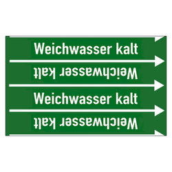 Rohrleitungskennzeichen Weichwasser kalt für Rohrleitungen ab Ø 10 mm (3/8 Zoll), Folie selbstklebend 90 mm x 33 m auf Rolle