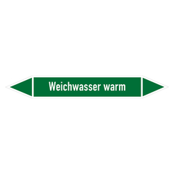 Rohrleitungskennzeichen Weichwasser warm