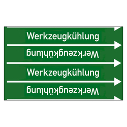 Rohrleitungskennzeichen Werkzeugkühlung für Rohrleitungen ab Ø 10 mm (3/8 Zoll), Folie selbstklebend 90 mm x 33 m auf Rolle