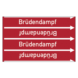 Rohrleitungskennzeichen Brüdendampf für Rohrleitungen ab Ø 10 mm (3/8 Zoll), Folie selbstklebend 90 mm x 33 m auf Rolle