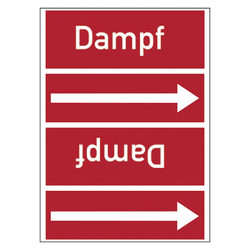 Rohrleitungskennzeichen Dampf für Rohrleitungen ab Ø 50 mm (2 Zoll), Folie selbstklebend 90 mm x 33 m auf Rolle