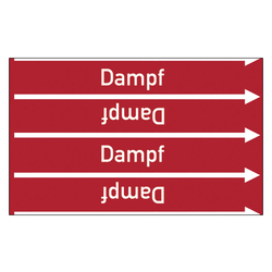 Rohrleitungskennzeichen Dampf für Rohrleitungen ab Ø 10 mm (3/8 Zoll), Folie selbstklebend 90 mm x 33 m auf Rolle