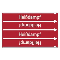 Rohrleitungskennzeichen Heißdampf für Rohrleitungen ab Ø 10 mm (3/8 Zoll), Folie selbstklebend 90 mm x 33 m auf Rolle