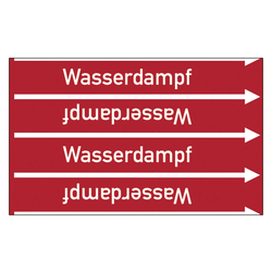Rohrleitungskennzeichen Wasserdampf für Rohrleitungen ab Ø 10 mm (3/8 Zoll), Folie selbstklebend 90 mm x 33 m auf Rolle